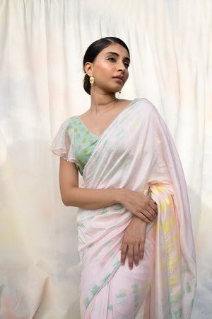 Multi Coloured Tie & Dye Saree Set
