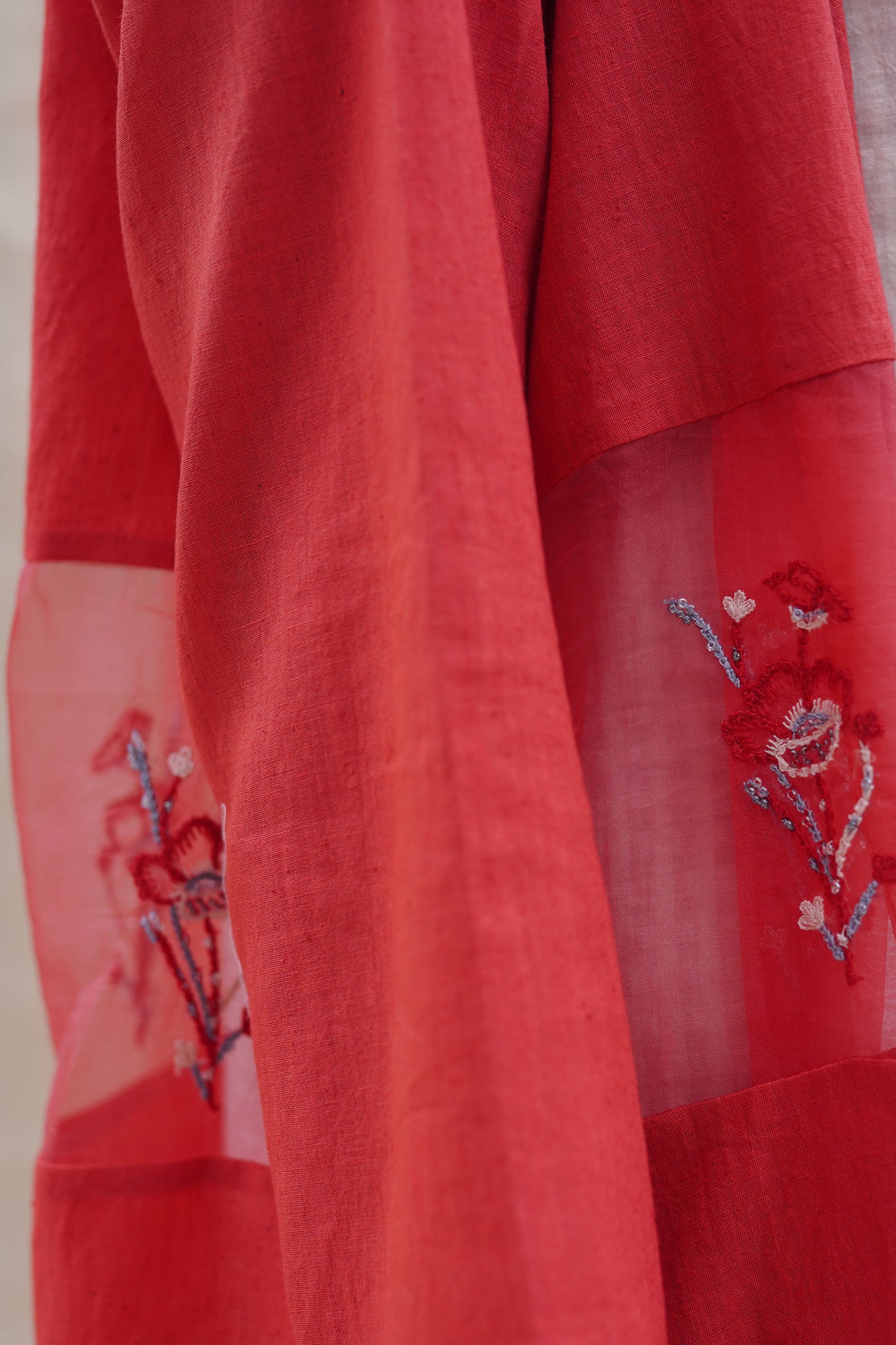 Red Handspun and Handwoven Overlay