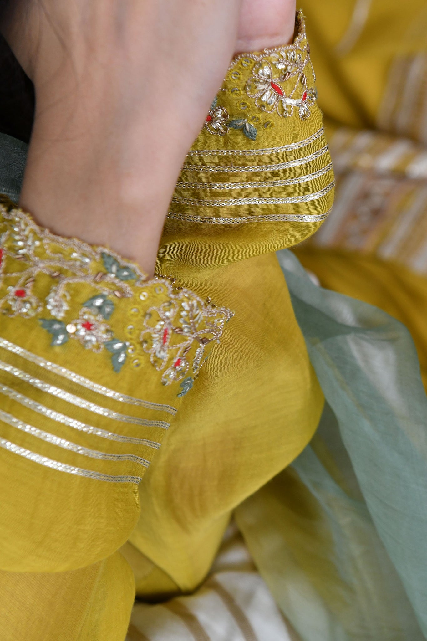 Primrose Yellow Chanderi Anarkali Set