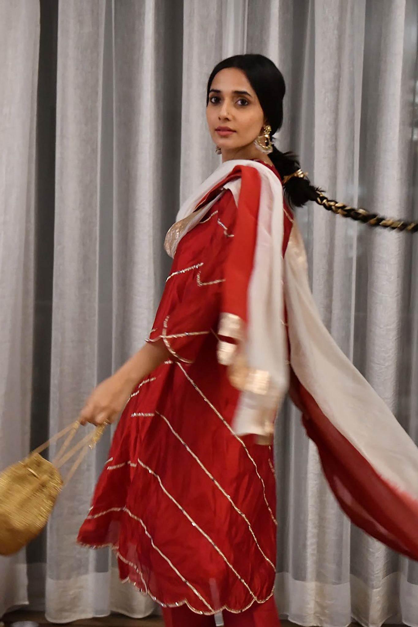 Silk A-Line Kurta Set