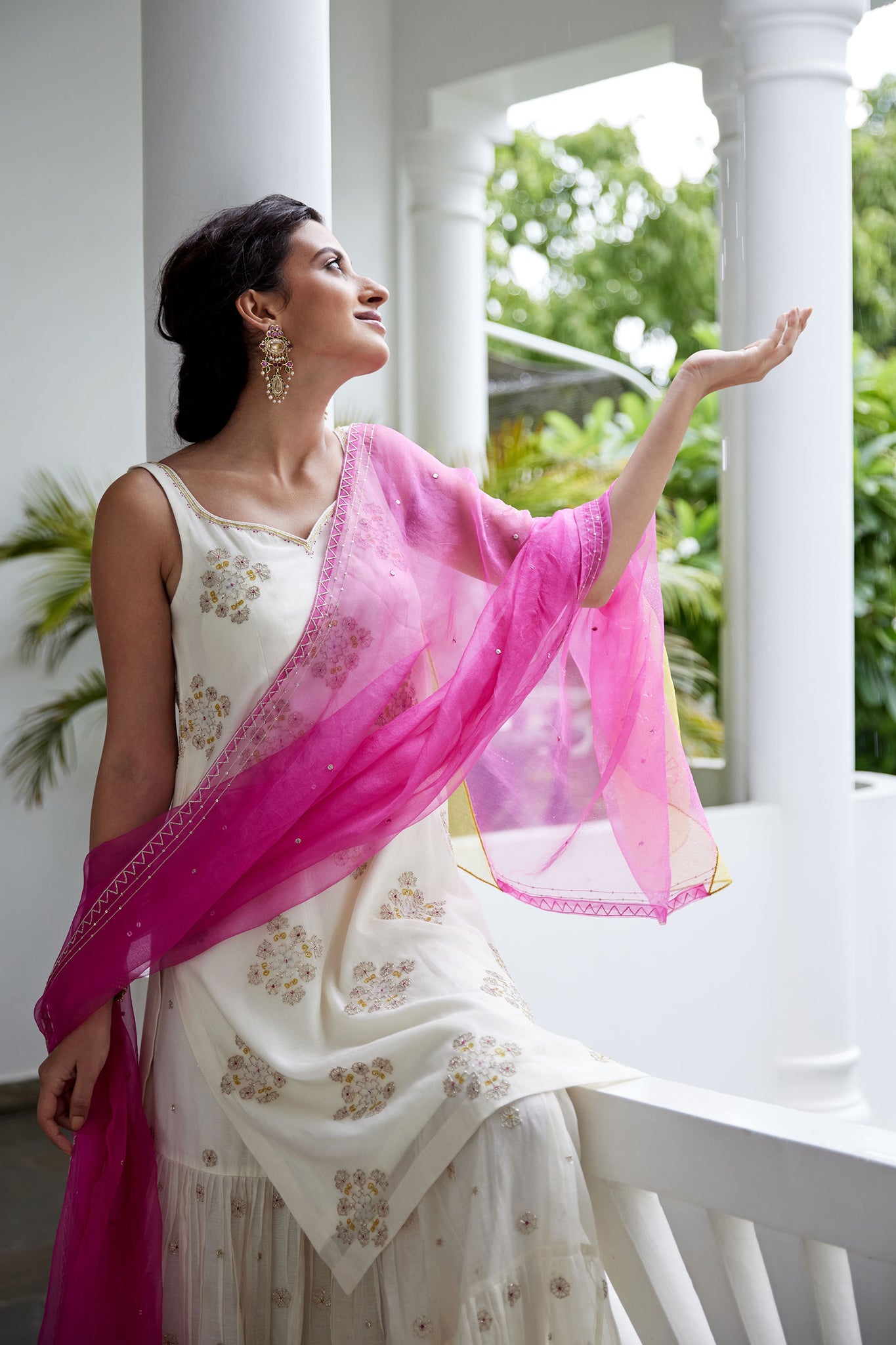 Ivory Hand Embroidered Kurta & Sharara Set
