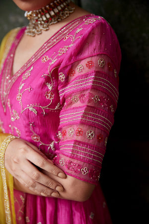 Magenta Hand Embroidered Anarkali Set
