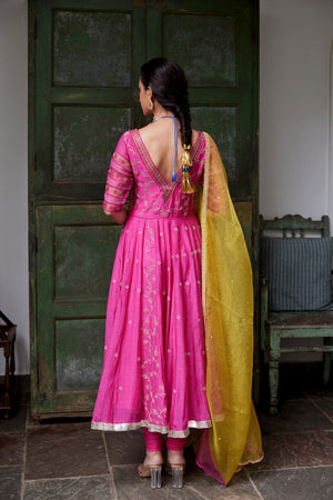 Magenta Hand Embroidered Anarkali Set