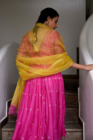 Magenta Hand Embroidered Anarkali Set