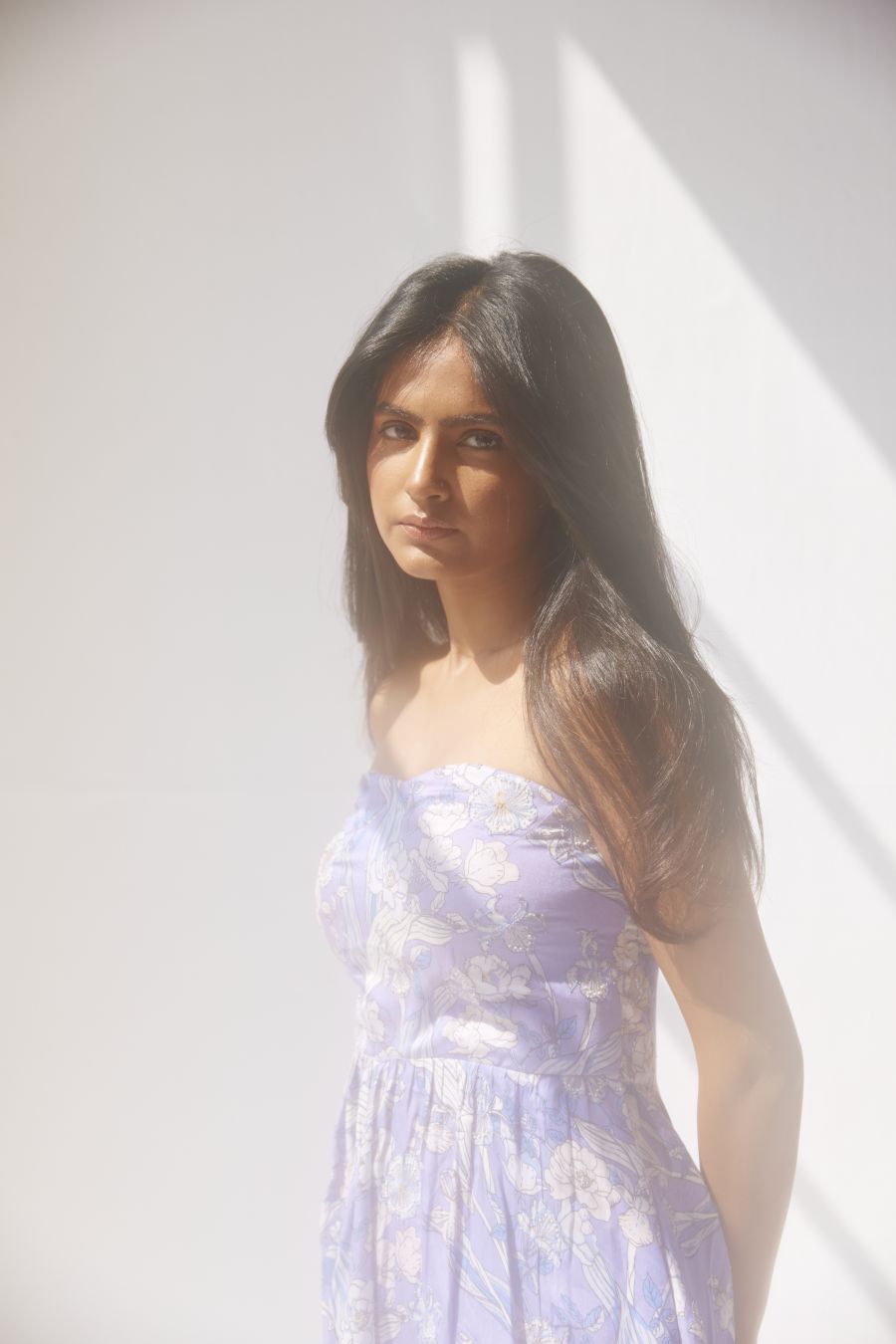 Very Peri Off Shoulder Top paired with chanderi sharara