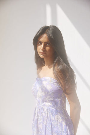 Very Peri Off Shoulder Top paired with chanderi sharara