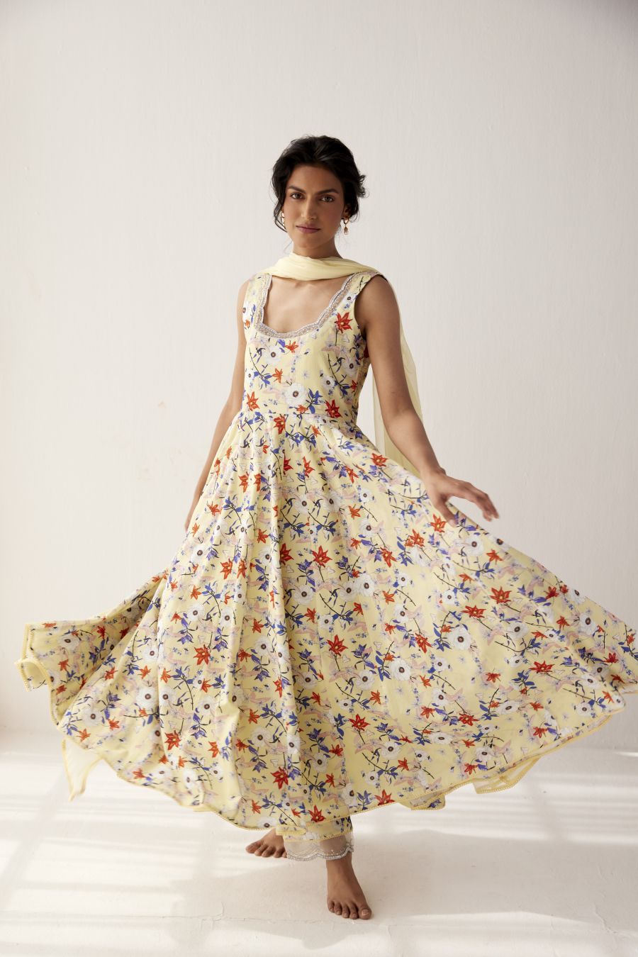 Lemon Yellow Anarkali Set