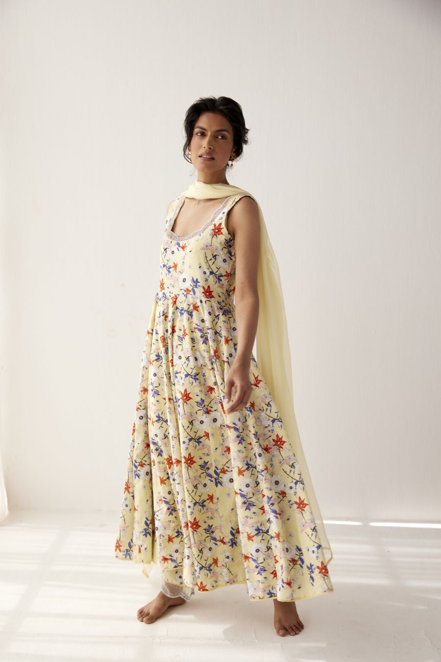 Lemon Yellow Anarkali Set