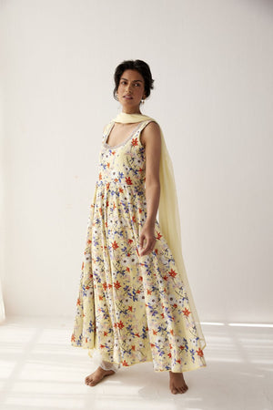 Lemon Yellow Anarkali Set