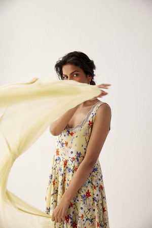Lemon Yellow Anarkali Set