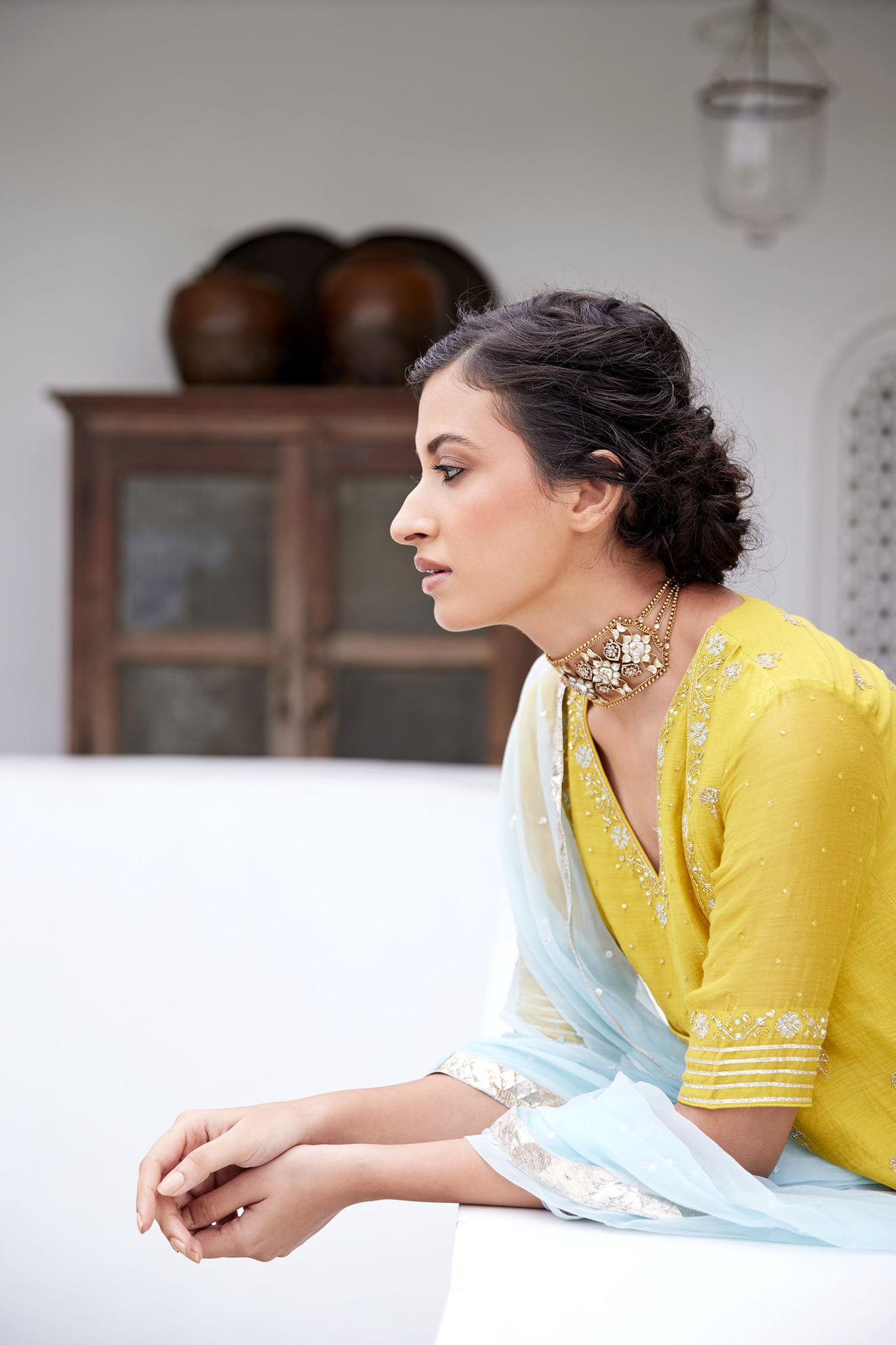 Golden Yellow Hand Embroidered Kurta and Sharara Set