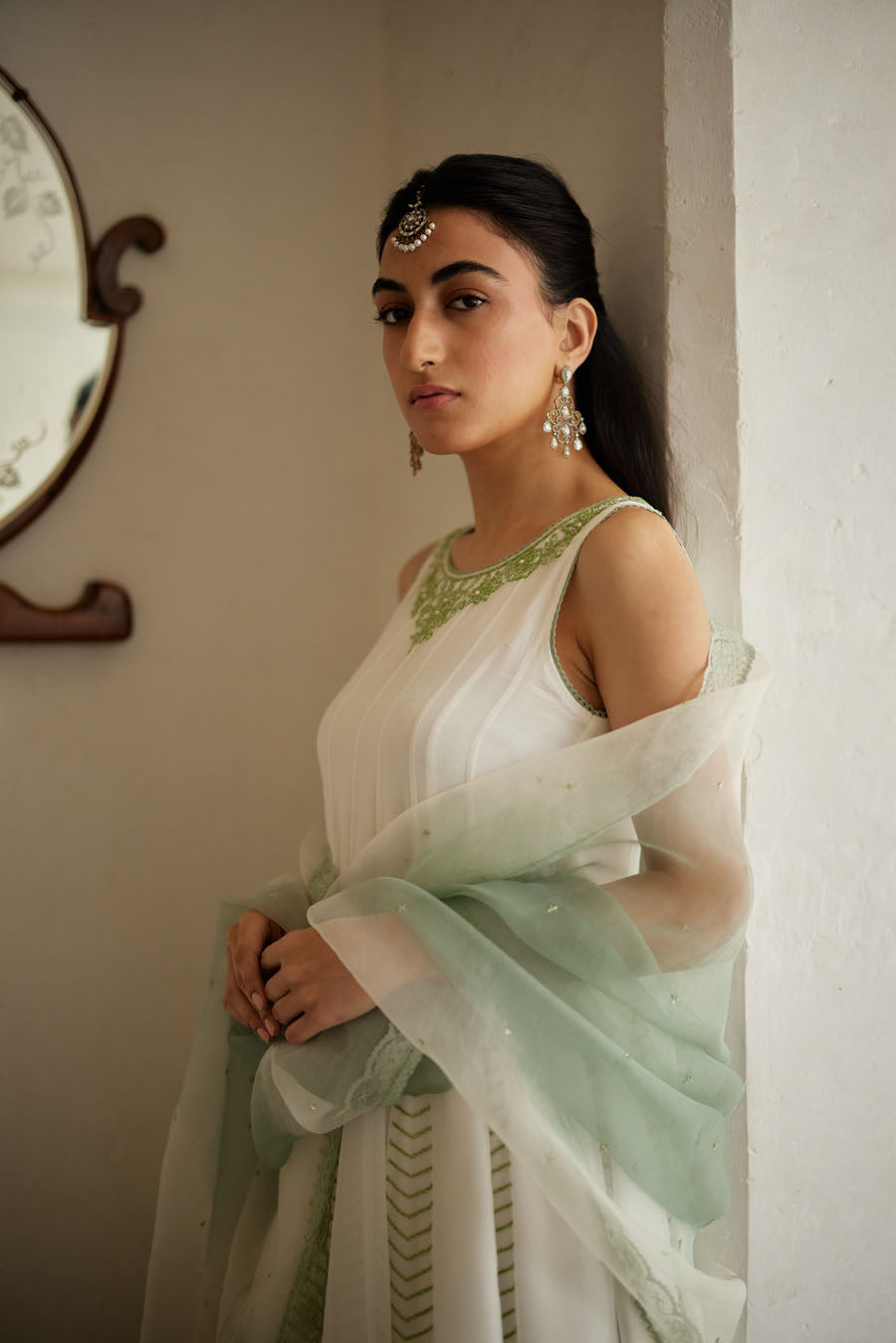 Ivory Boatneck Gerogette Sharara Set