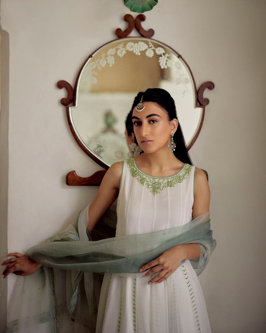 Ivory Boatneck Gerogette Sharara Set