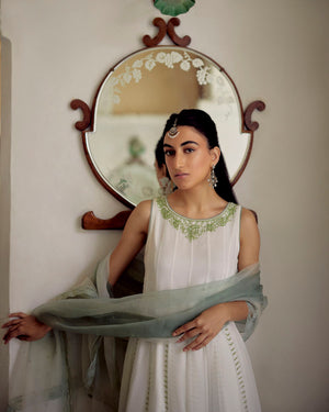 Ivory Boatneck Gerogette Sharara Set