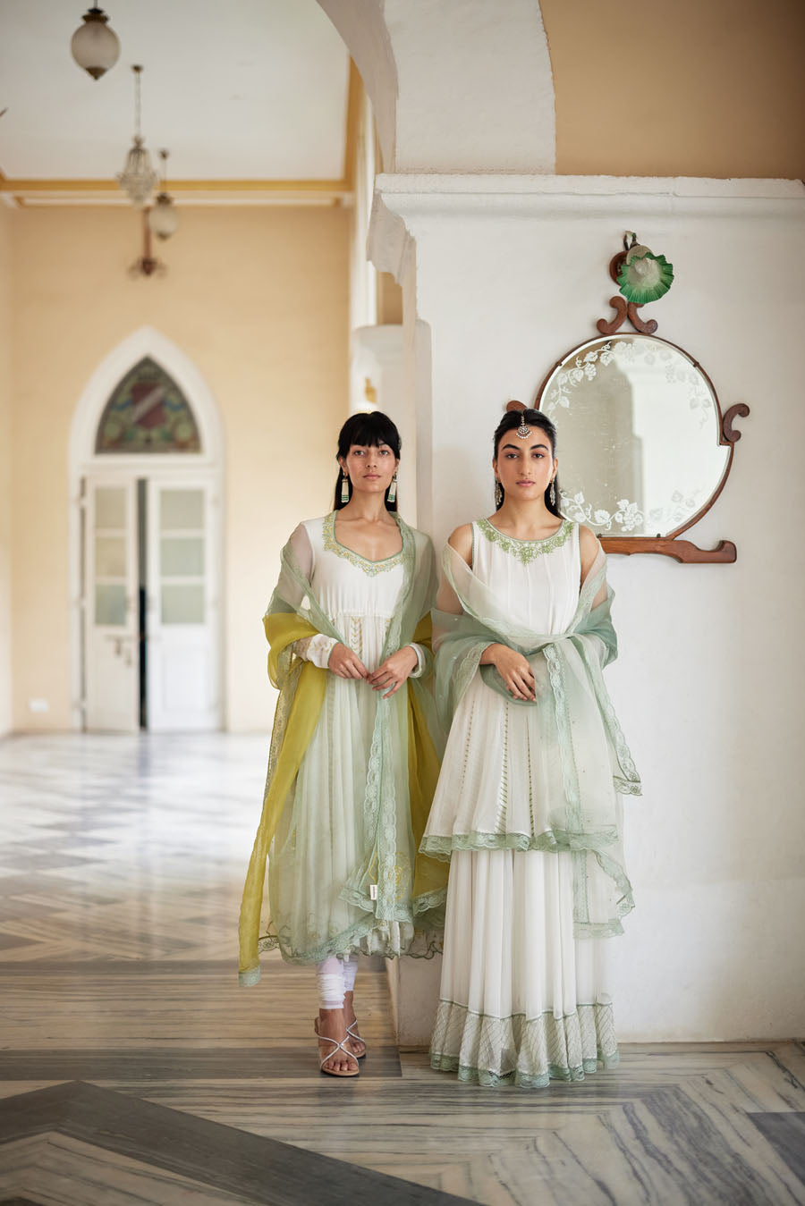 Ivory Boatneck Gerogette Sharara Set