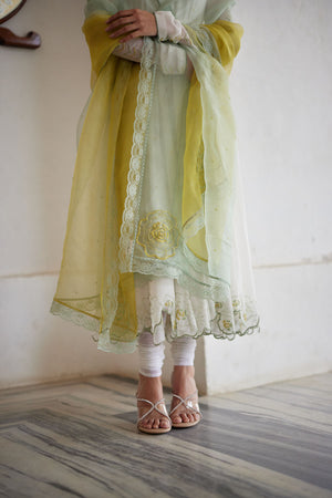 Ivory Chiffon Anarkali Set