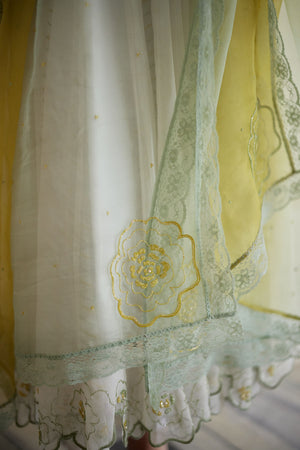 Ivory Chiffon Anarkali Set