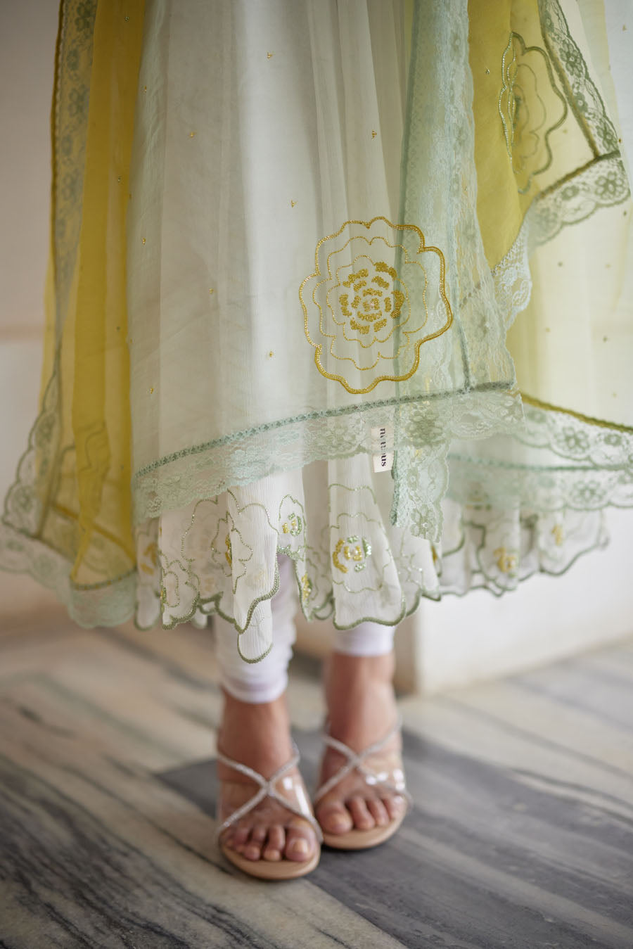 Ivory Chiffon Anarkali Set