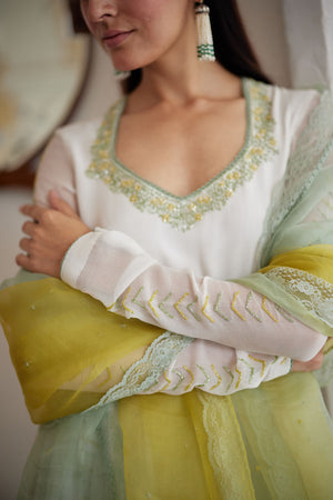 Ivory Chiffon Anarkali Set