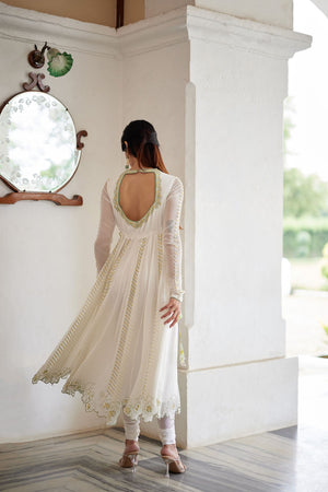 Ivory Chiffon Anarkali Set