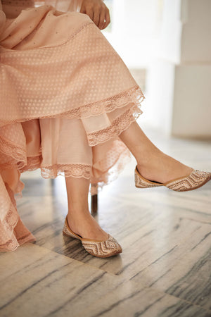 Pale Peach Chanderi Anarkali Set