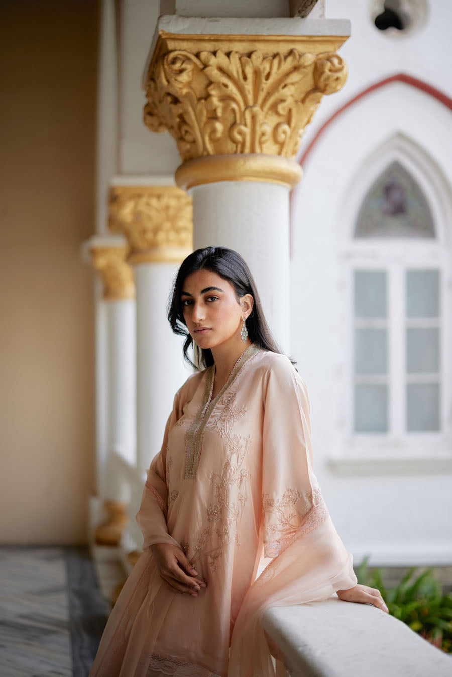 Pale Peach Silk Kurta Set