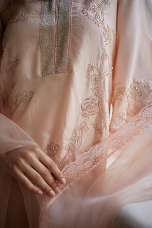 Pale Peach Silk Kurta Set