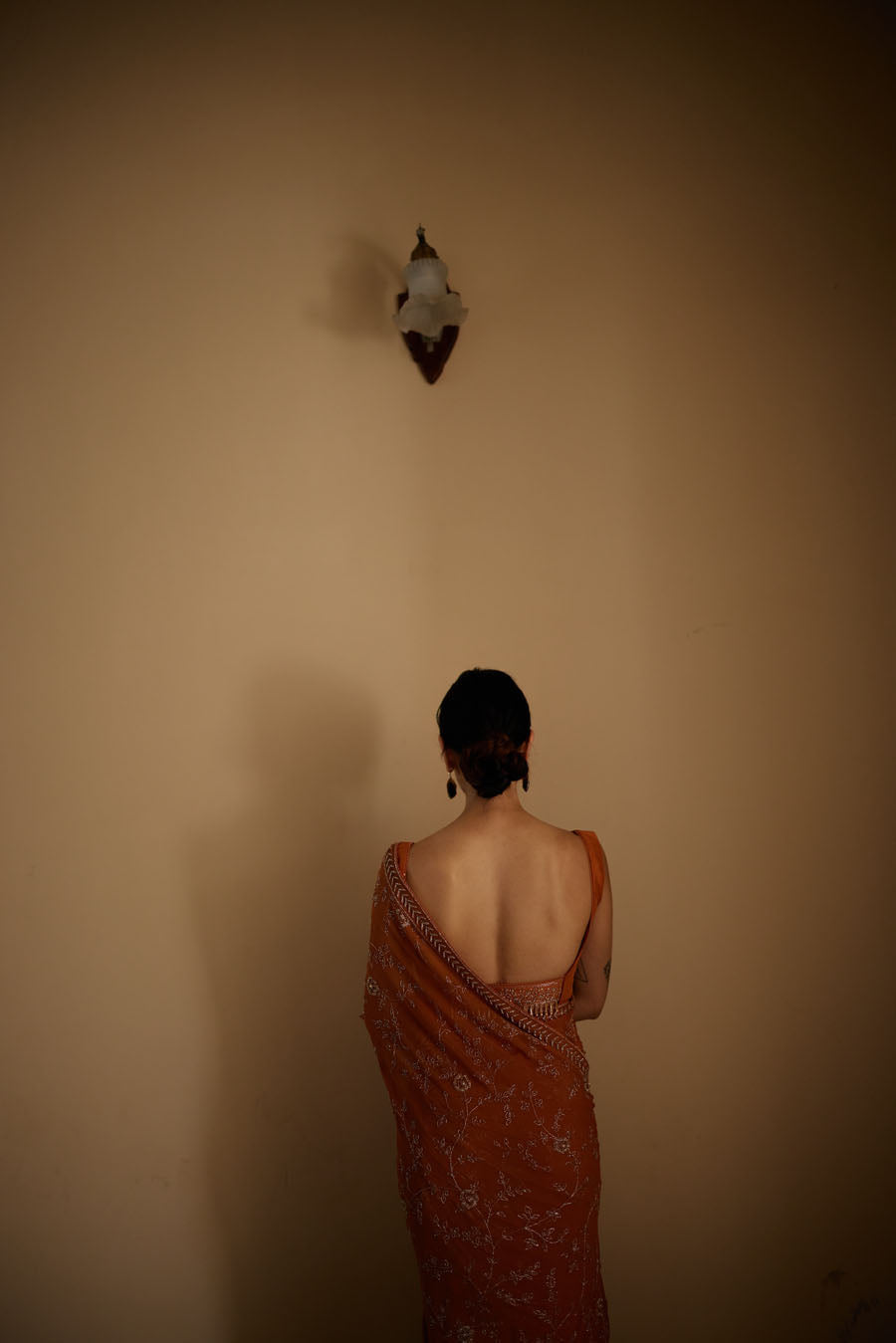 Rust Saree & Ombre Silk Blouse Set