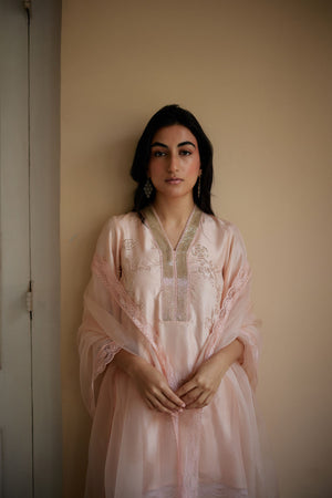 Pale Peach Silk Kurta Set