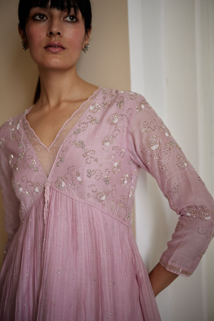 Blush Pink Chanderi Kurta & Salwar Set