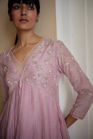 Blush Pink Chanderi Kurta & Salwar Set