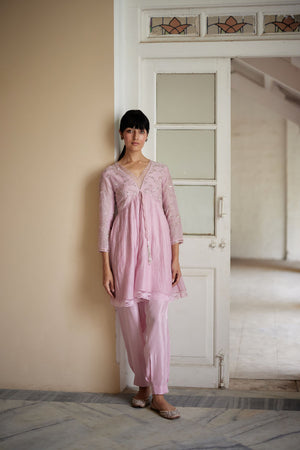 Blush Pink Chanderi Kurta & Salwar Set