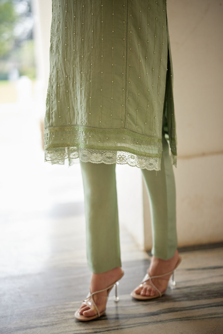 Sage Green Kurta and Pant Set