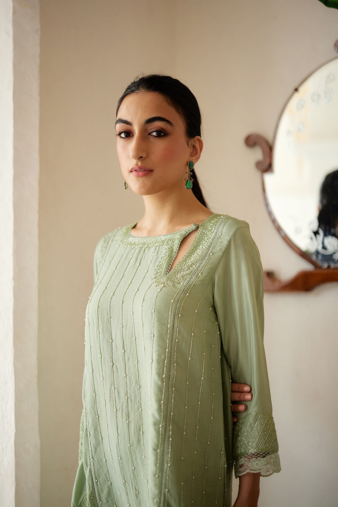 Sage Green Kurta and Pant Set