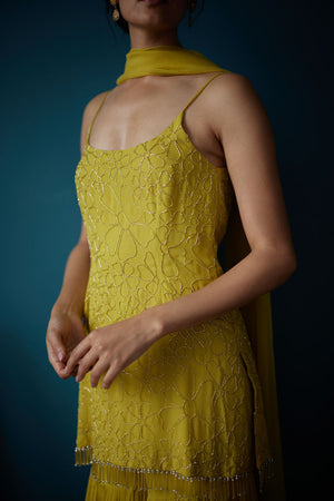 Lime Green Spaghetti Sharara & Kurta Set