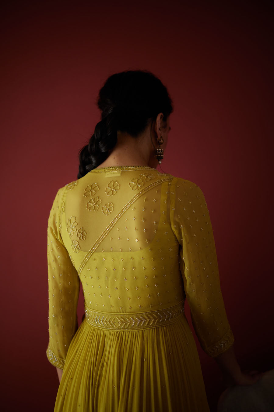 Lime Green Georgette Peplum Kurta Set