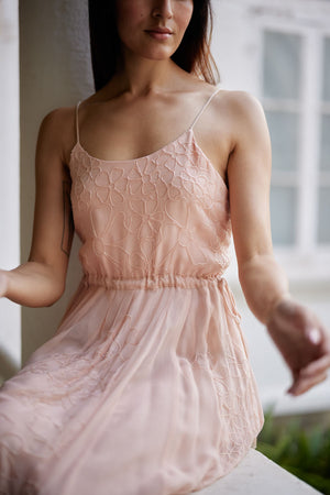 Pale Peach Gerogette Spaghetti Maxi Dress