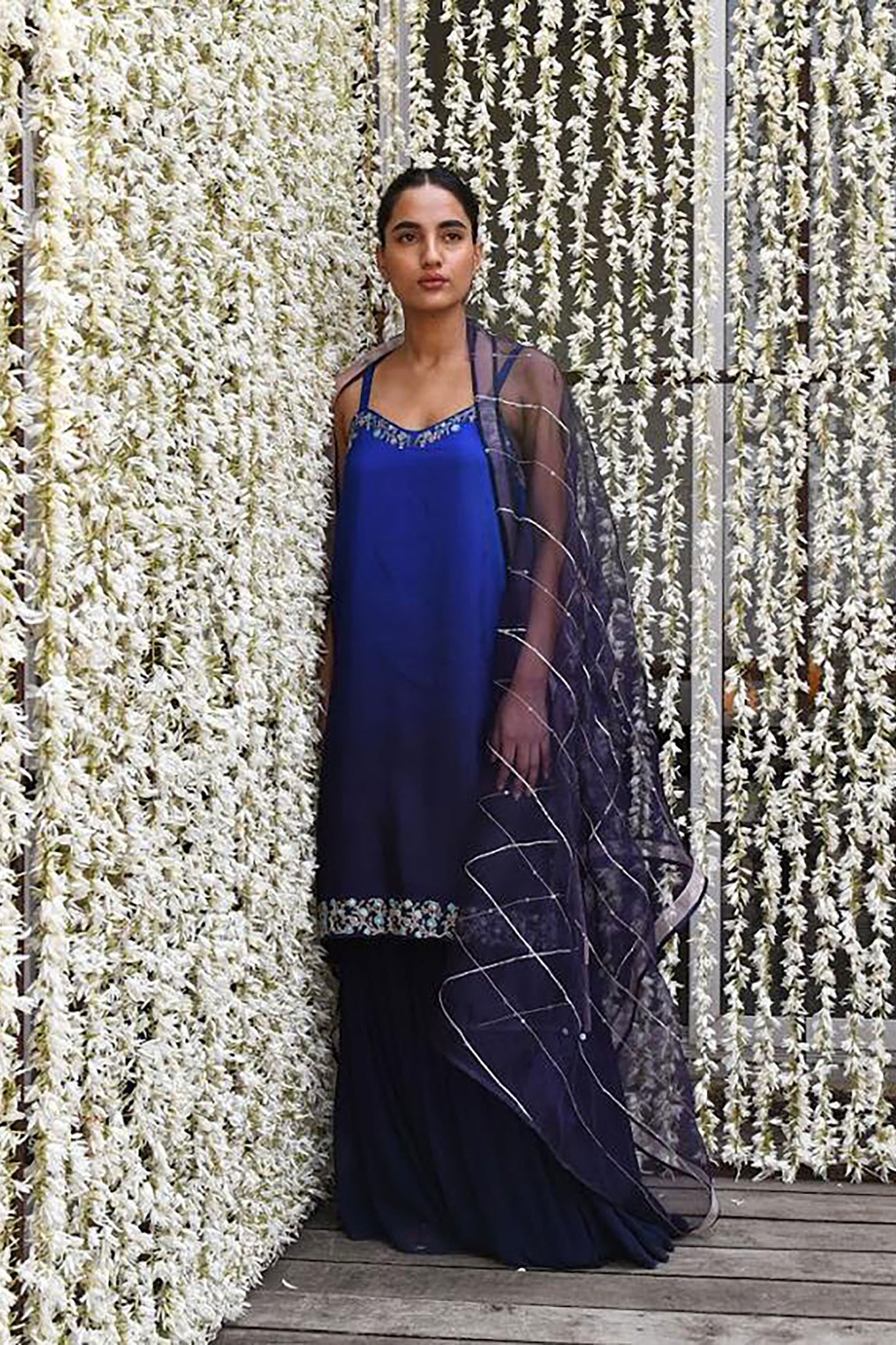 Midnight Blue Spaghetti Gharara set